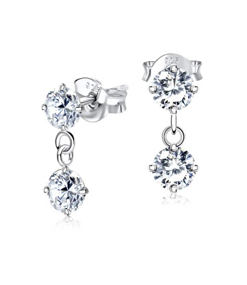 Stones Dangling CZ Earring Silver ECS-10